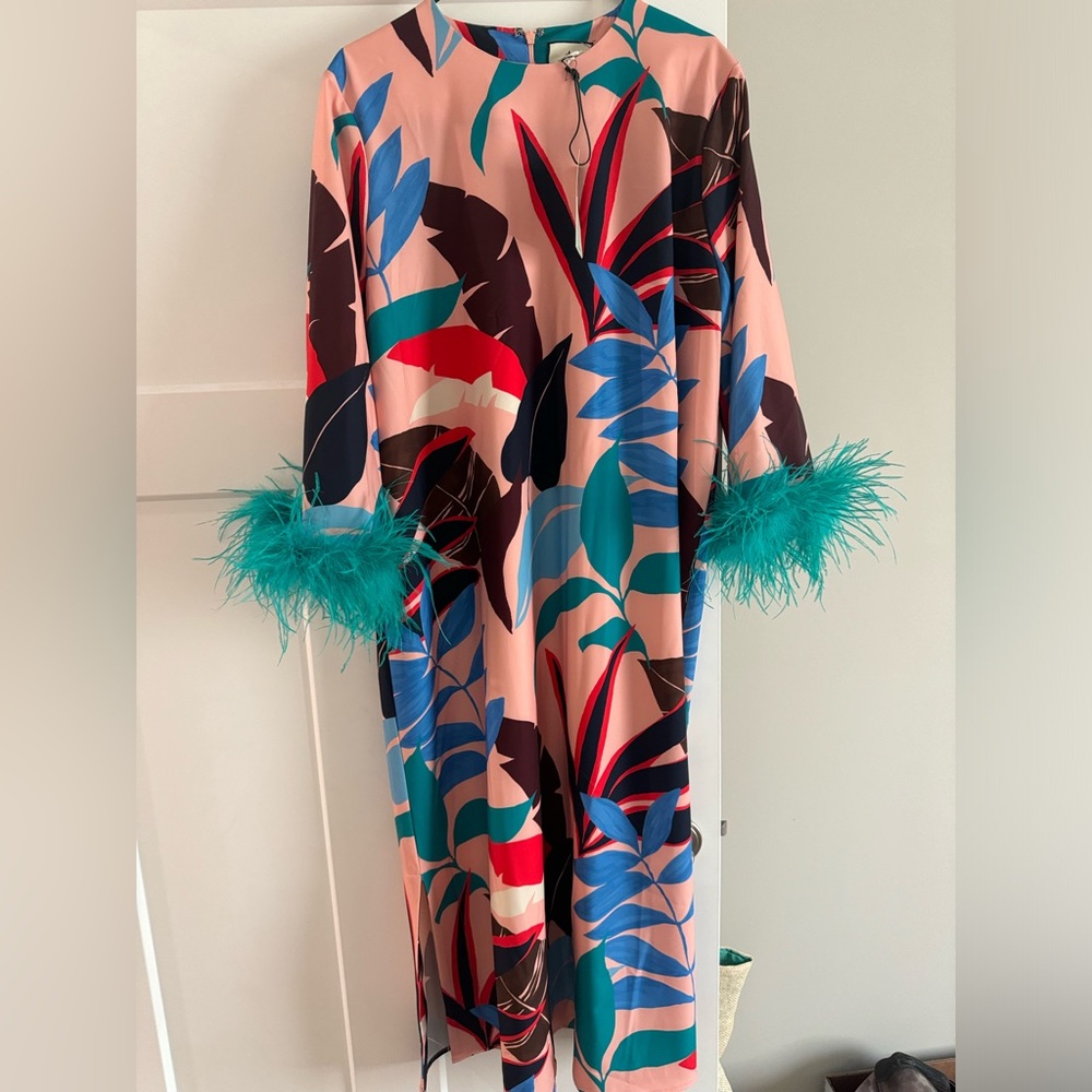 Tuckernuck Vibrant Palm Feather Sleeve Maxi - Picture 2 of 5